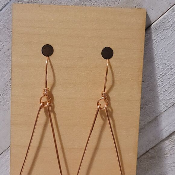 Handmade Copper Tear Drop Amazonite Earrings Natural Gemstone Dangle Jewelry - Picture 3 of 6